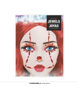 Bijoux adhesifs visage clown