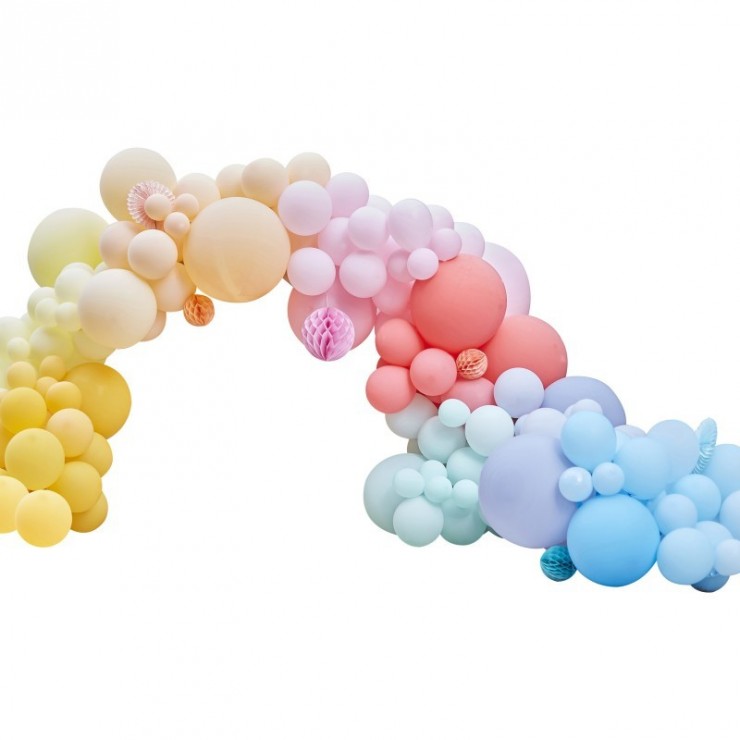 Kit arche de 60 ballons en latex pastel et confettis - Vegaooparty
