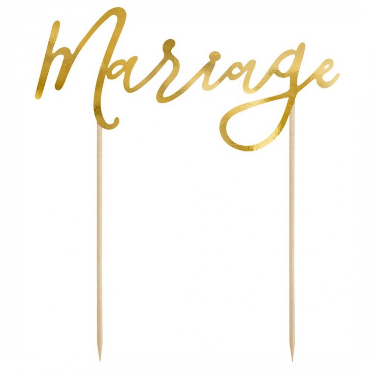 Cake topper Mariage doré