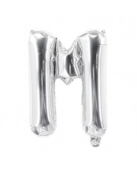 Ballon mylar lettre M argent 100cm