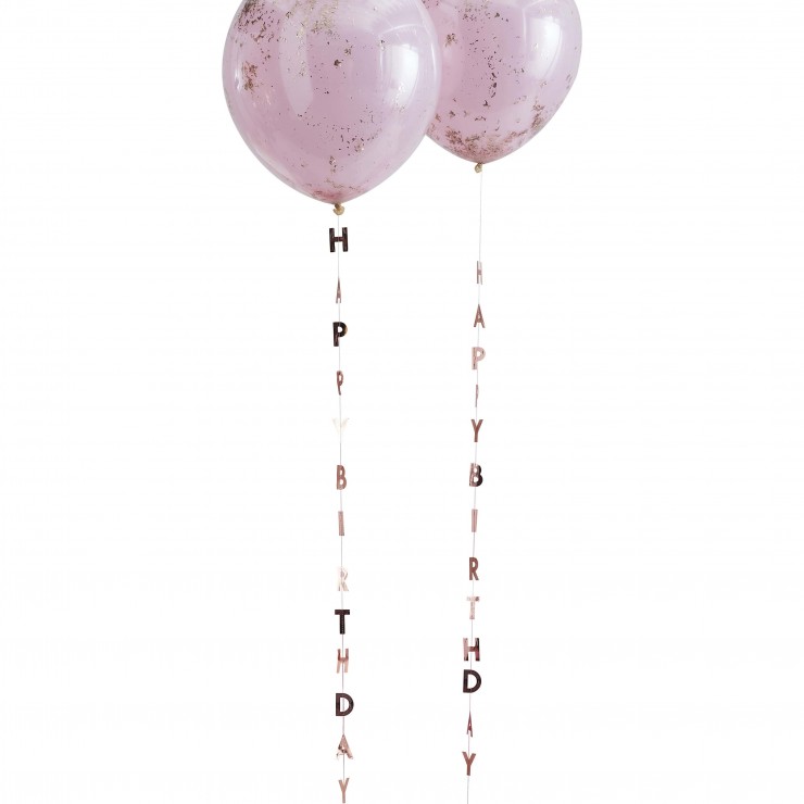 5 ficelles pour ballon Happy Birthday