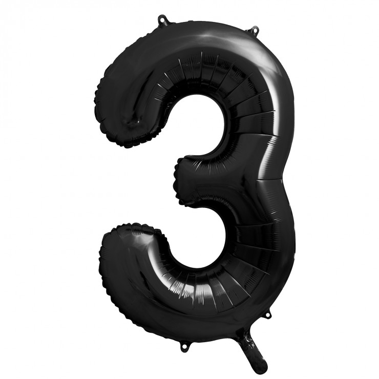 Ballon Chiffre 20 ans D.90cm Noir - Fête la déco