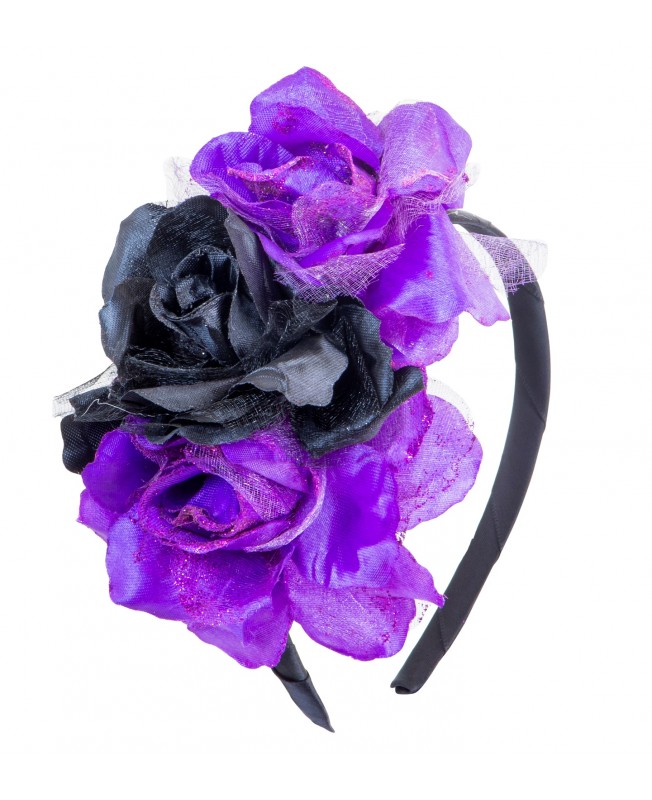 Coiffe jour des morts violette et noire