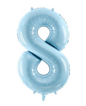 Ballon chiffre 8 bleu clair 86 cm