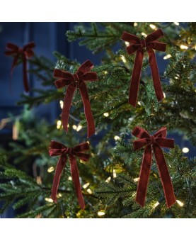 Décoration de sapin de Noël - Noeud en velours rouge