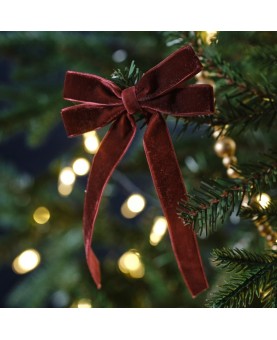 Décoration de sapin de Noël - Noeud en velours rouge