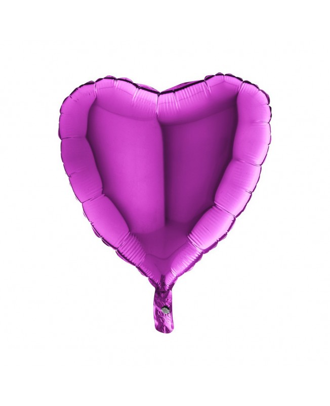 Ballon mylar 45 cm cœur violet gonflé à l'hélium