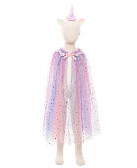 Cape licorne arc-en-ciel enfant