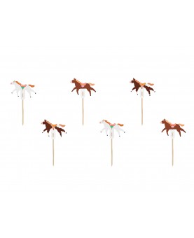 6 cake toppers chevaux