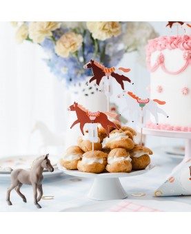 6 cake toppers chevaux