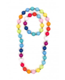 Collier et bracelet perles multicolores