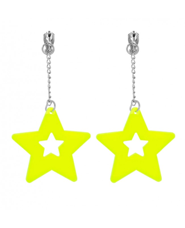 Boucles d'oreilles étoiles jaune fluo