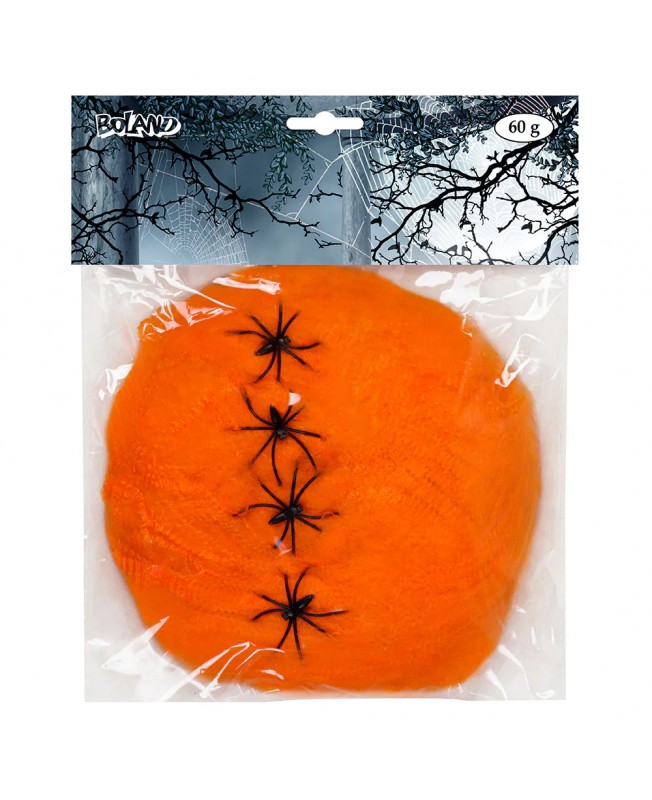 Toile araignée 60 g orange avec araignées