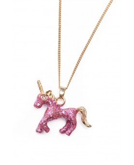 Collier et Bague Licorne Rose Pailleté